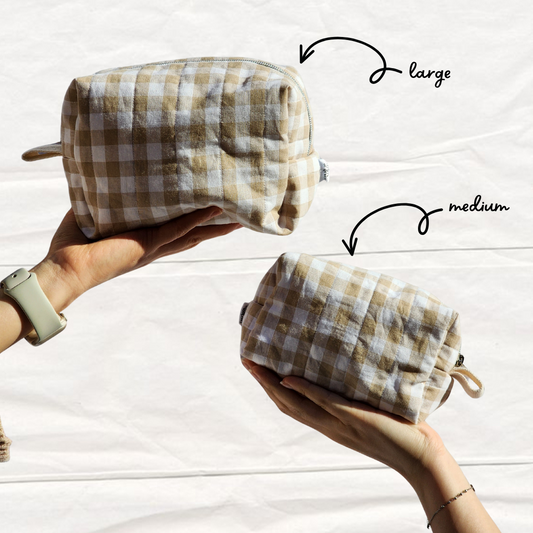 Beige Gingham | Everyday Essentials Pouch
