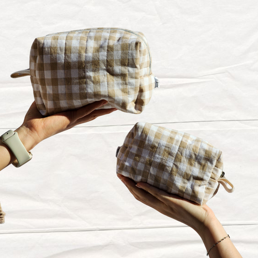 Beige Gingham | Everyday Essentials Pouch